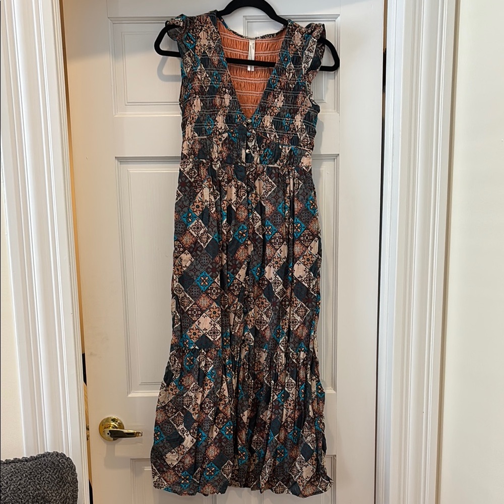 Bohemian Patchwork Midi Dress